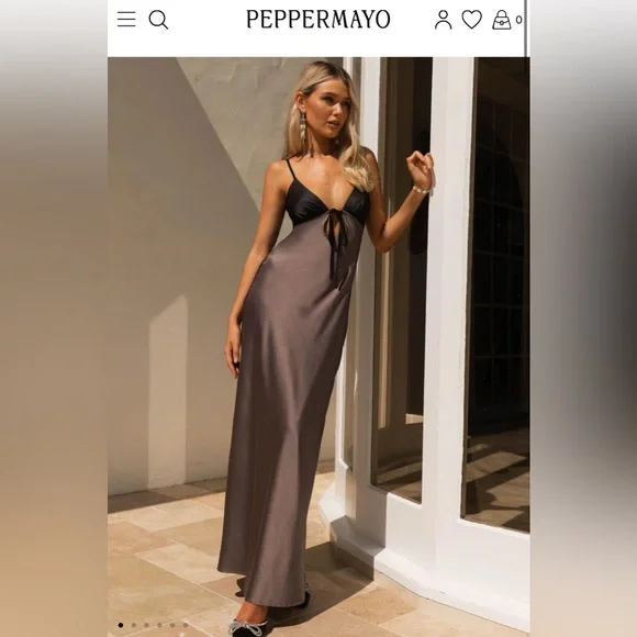 Peppermayo - Flora Satin Maxi Dress - Steel me Away - Picture 1 of 2